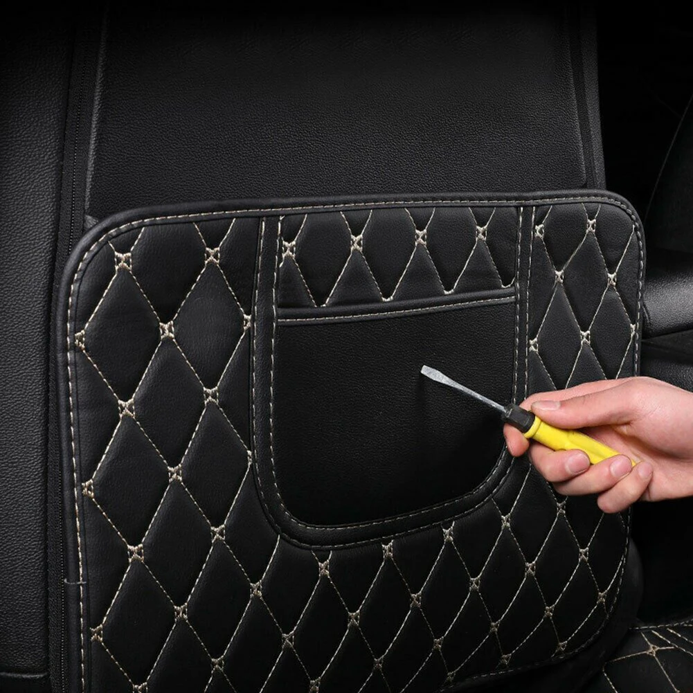 Funda asientos traseros de cuero PU negra impermeable para coche - imagen 4
