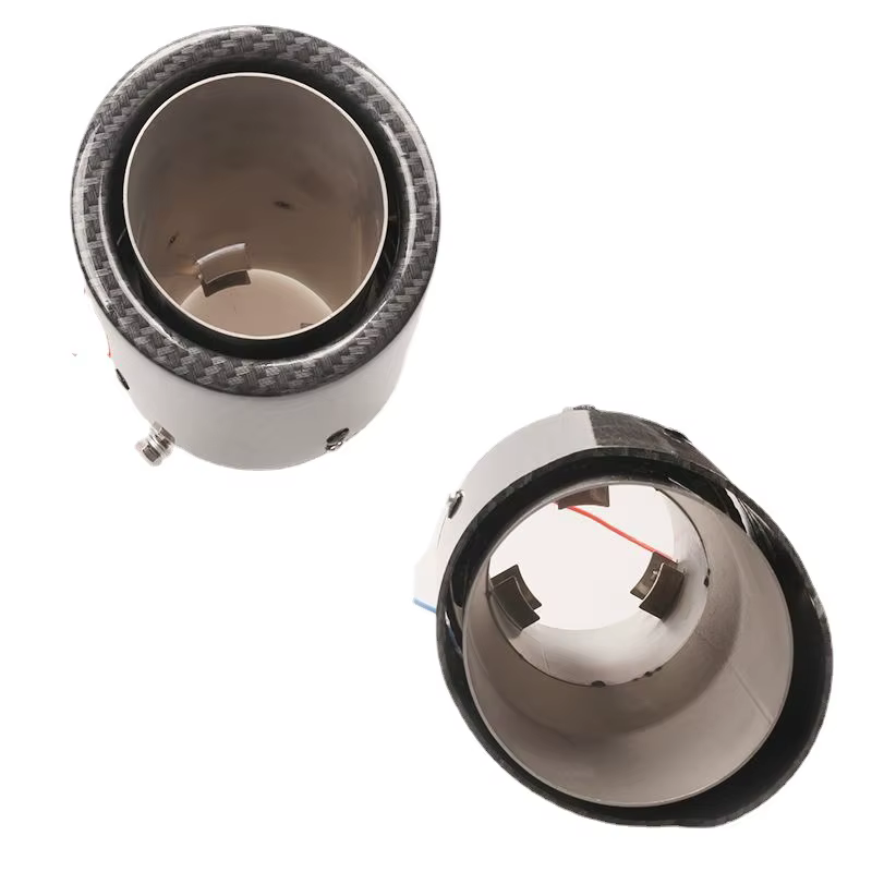 Punta de escape fibra carbono 63mm LED azul tuning - imagen 2