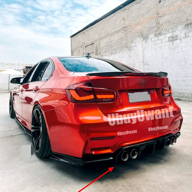 3 uds estilo ABS Material de apariencia de fibra de carbono adornos difusores traseros para BMW Serie 3 F30 Facelift AN M3 parachoques 2012-2020 - imagen 4