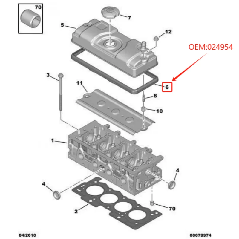 Junta tapa de culata OEM 024954 para Peugeot 206/207 1.4 - imagen 2