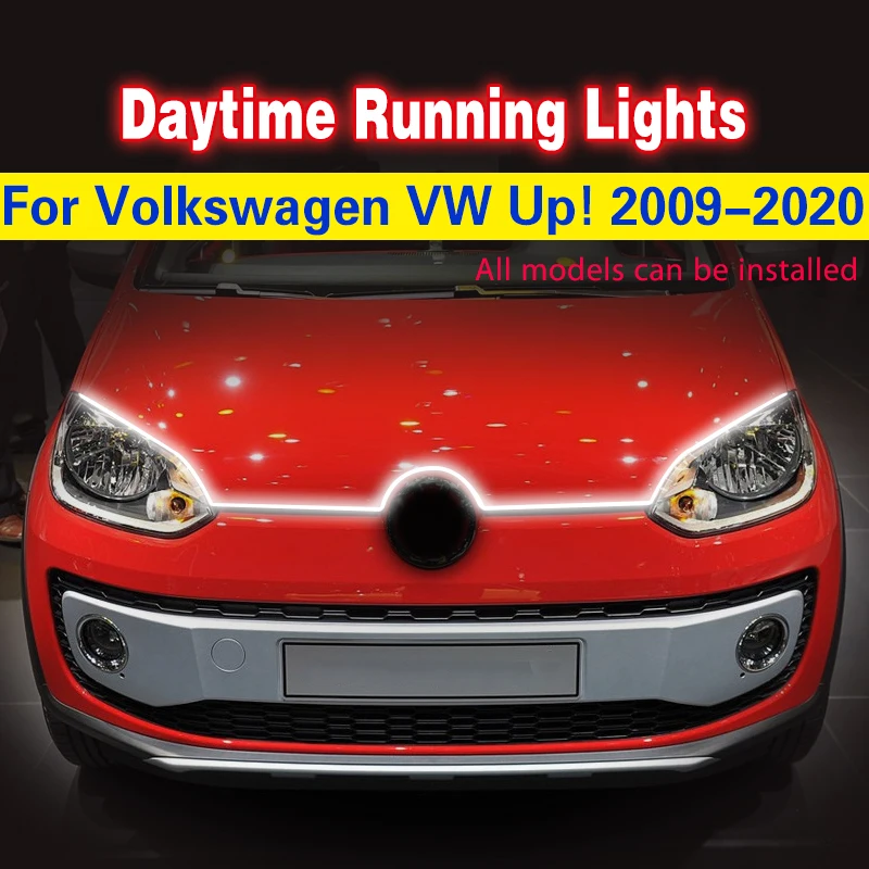 Tira de luces LED de circulación diurna para VW Up, lámparas de ambiente decorativas, flexibles e impermeables, DRL, 1 unidad, 2009-2020