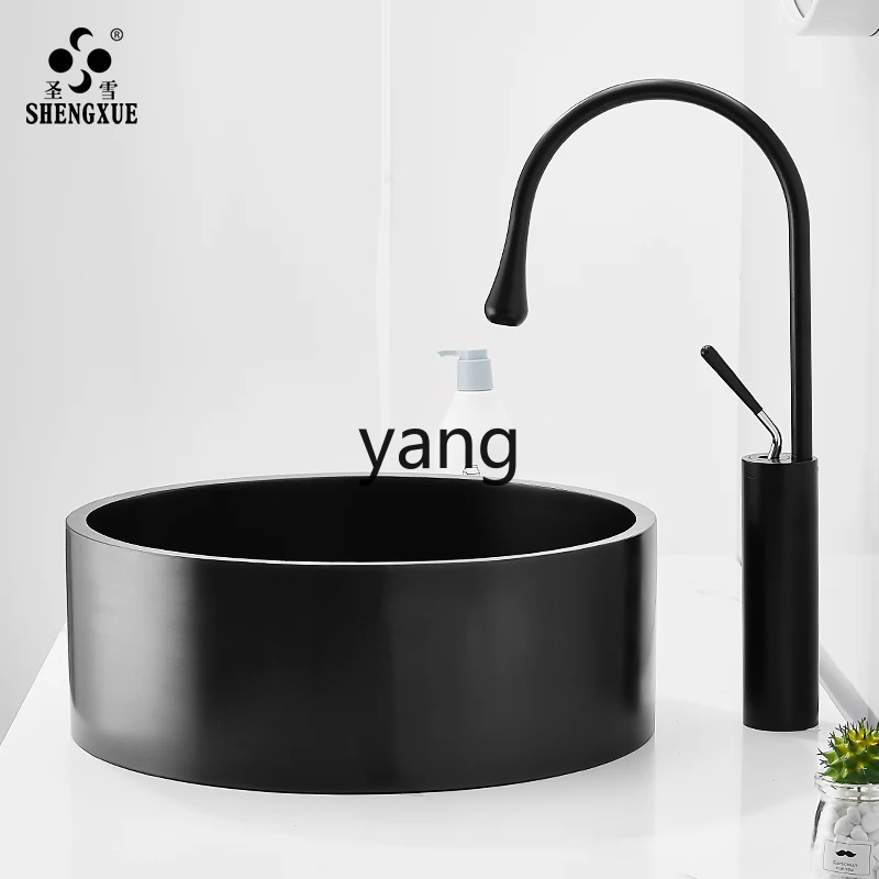 Lavabo negro LH y mesa redonda en acero inoxidable 304 – Bar y baño - imagen 4