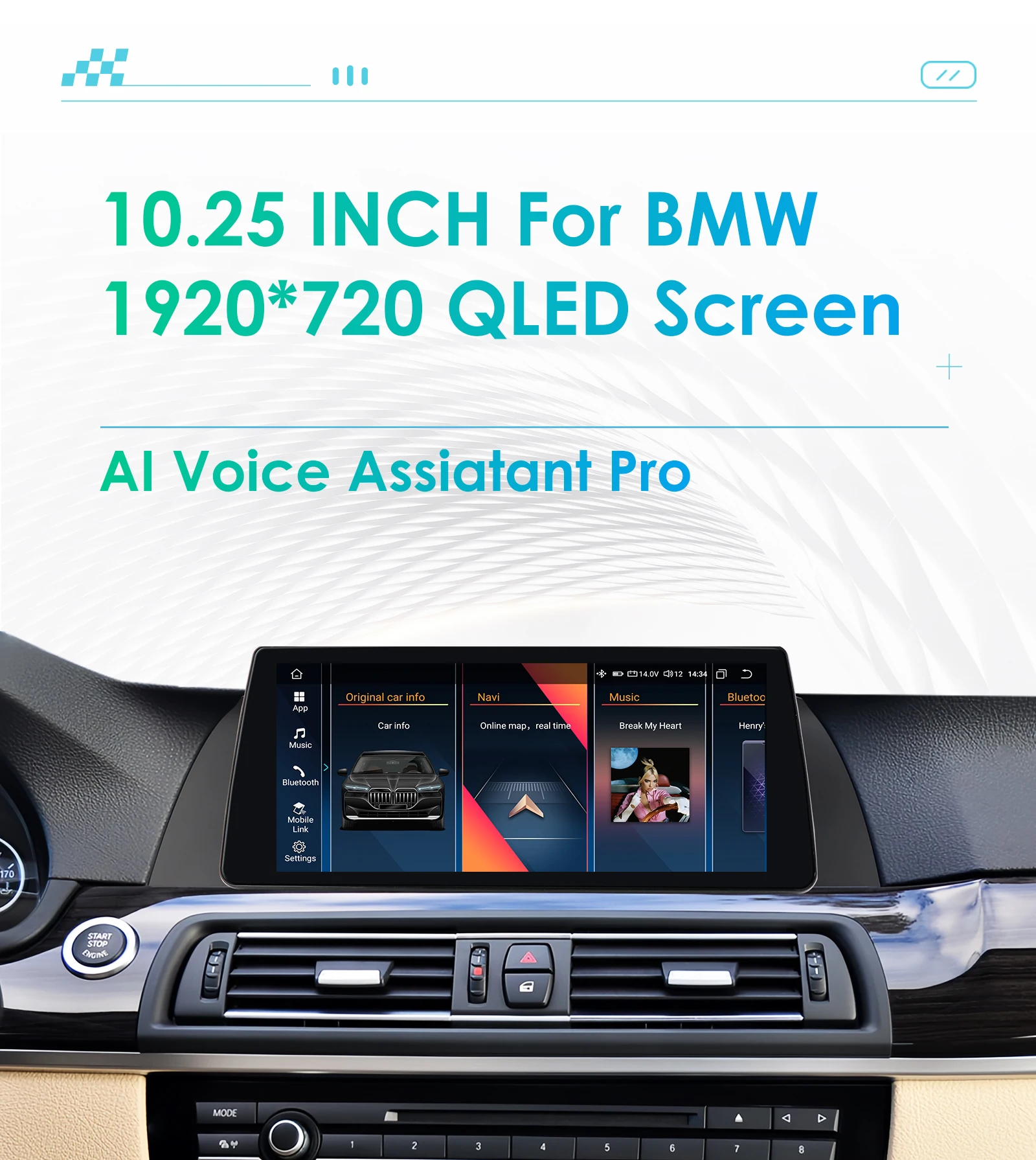Unidad principal Android 13 de 10,25 pulgadas para BMW Serie 5