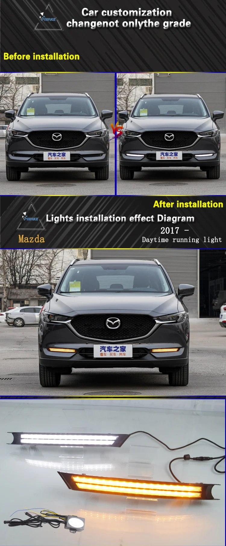 Luz LED blanca y ámbar para parachoques delantero de Mazda