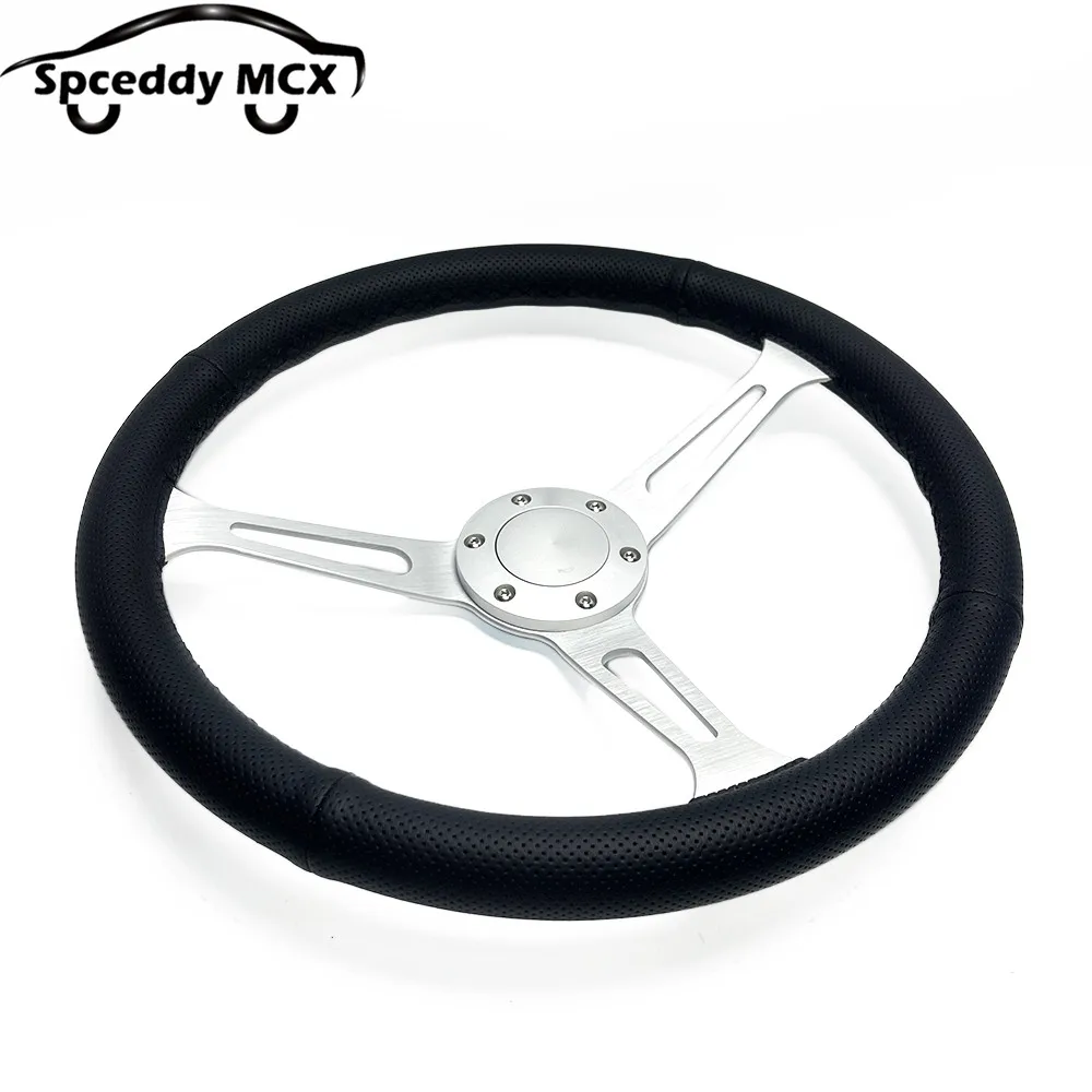 Volante deportivo Spceddy MCX JDM de cuero negro perforado - imagen 4