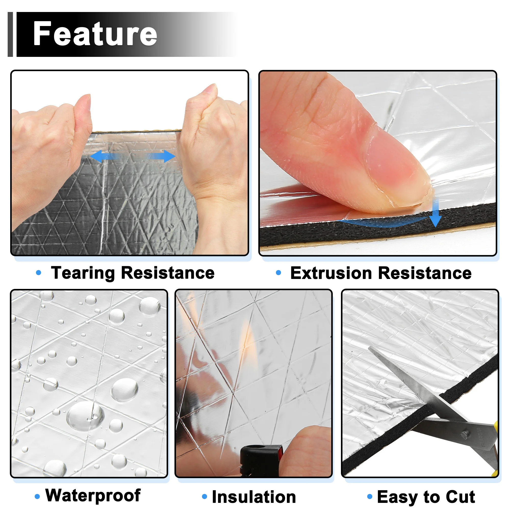 UXCELL 8 Uds aislamiento acústico de coche Universal 10mm estera insonorizante 50x30cm espuma acústica de insonorización automotriz para coche - imagen 4