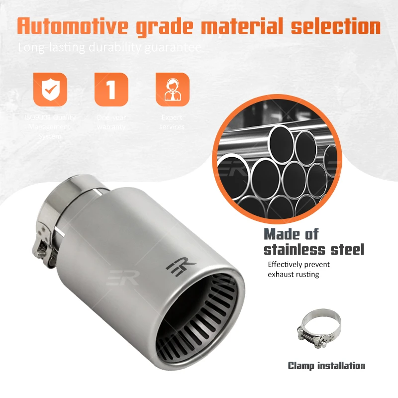 Cola de escape universal de acero inoxidable mate – 89/101 mm - imagen 4