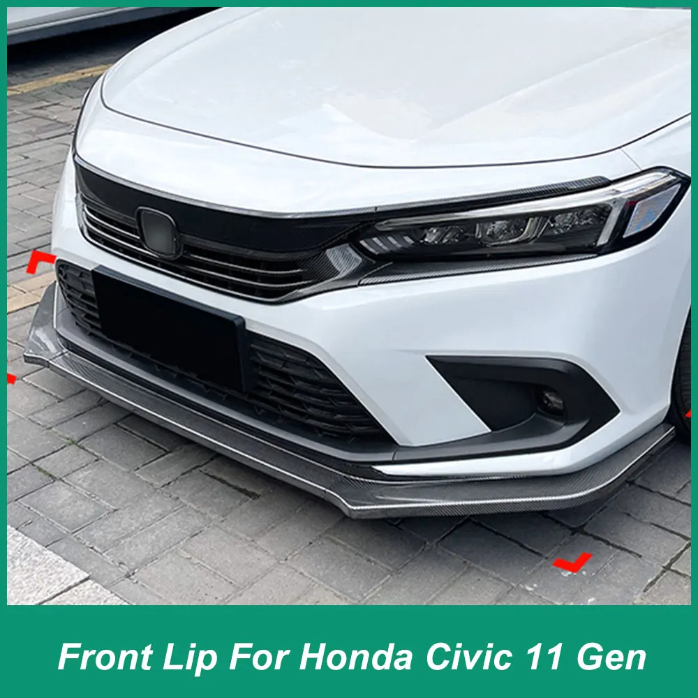 Para Honda Civic 11th 2021-2024 alerón de parachoques delantero difusor divisor Iip Chin Material ABS negro carbono cambio de piezas automotrices