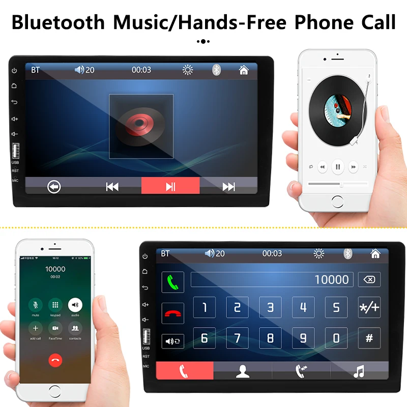 Hippcron Radio coche 9" MP5 1Din pantalla táctil Bluetooth MirrorLink - imagen 4