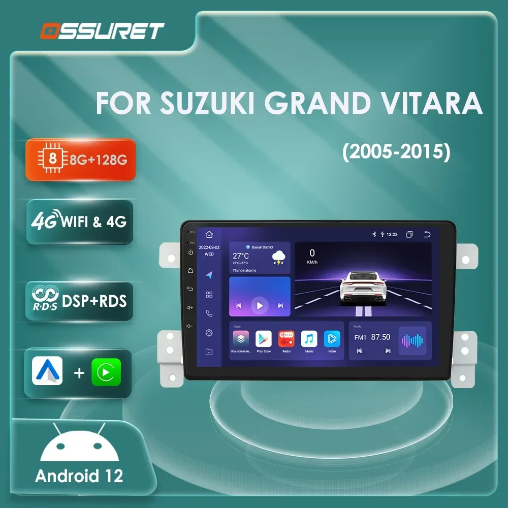 Radio de coche Android 2Din para SUZUKI GRAND VITARA/Escudo 2005 2006 2007 2008-2015 reproductor de vídeo Multimedia GPS estéreo 4G rds Carplay