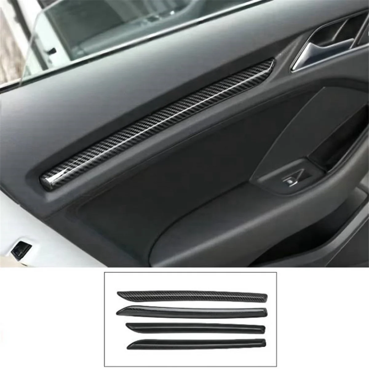 Audi A3 8V 2014-2018 Tiras embellecedoras de puerta interior ABS - imagen 3