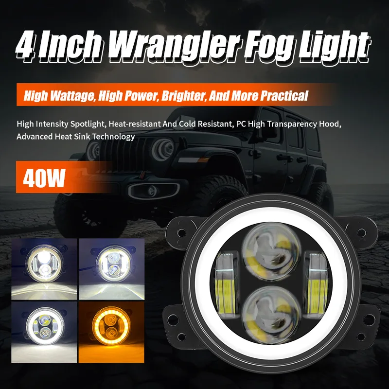 Faros antiniebla 4" 50W ojo de Ángel doble color blanco y ámbar - imagen 2