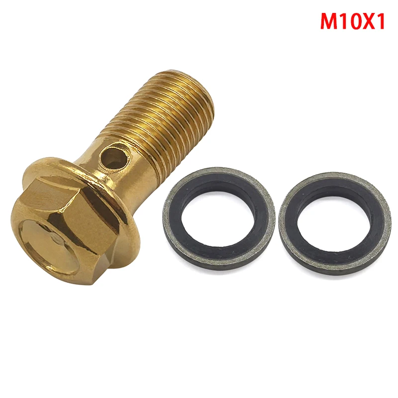 Tornillo banjo de freno M10x1,0 de acero, acabado dorado - imagen 2