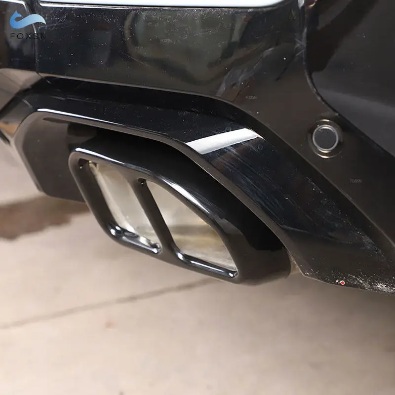 Para BMW X3 G01 X4 G02 2018 - 2022 accesorios de coche silenciador trasero cubierta de salida de tubo de escape embellecedor 2 uds acero inoxidable negro brillante