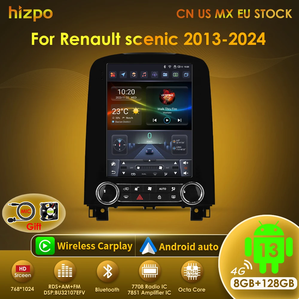 Hizpo Radio 9,7″ con CarPlay y Android Auto para Renault Scenic