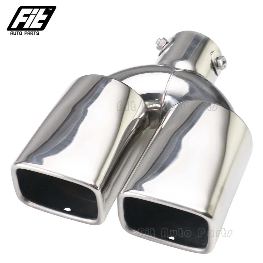 Punta de silenciador de escape cuadrado Universal para coche, tubo de cola doble de 63mm, piezas de automóvil modificadas, tubo recto - imagen 5