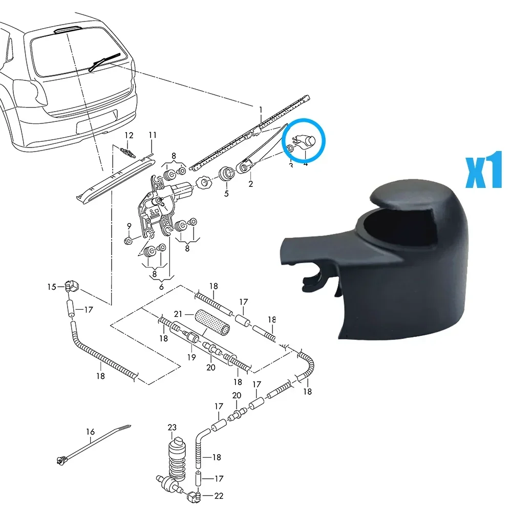 Tapa brazo limpiaparabrisas trasero VW Tiguan 5N 2009-2016 - imagen 2