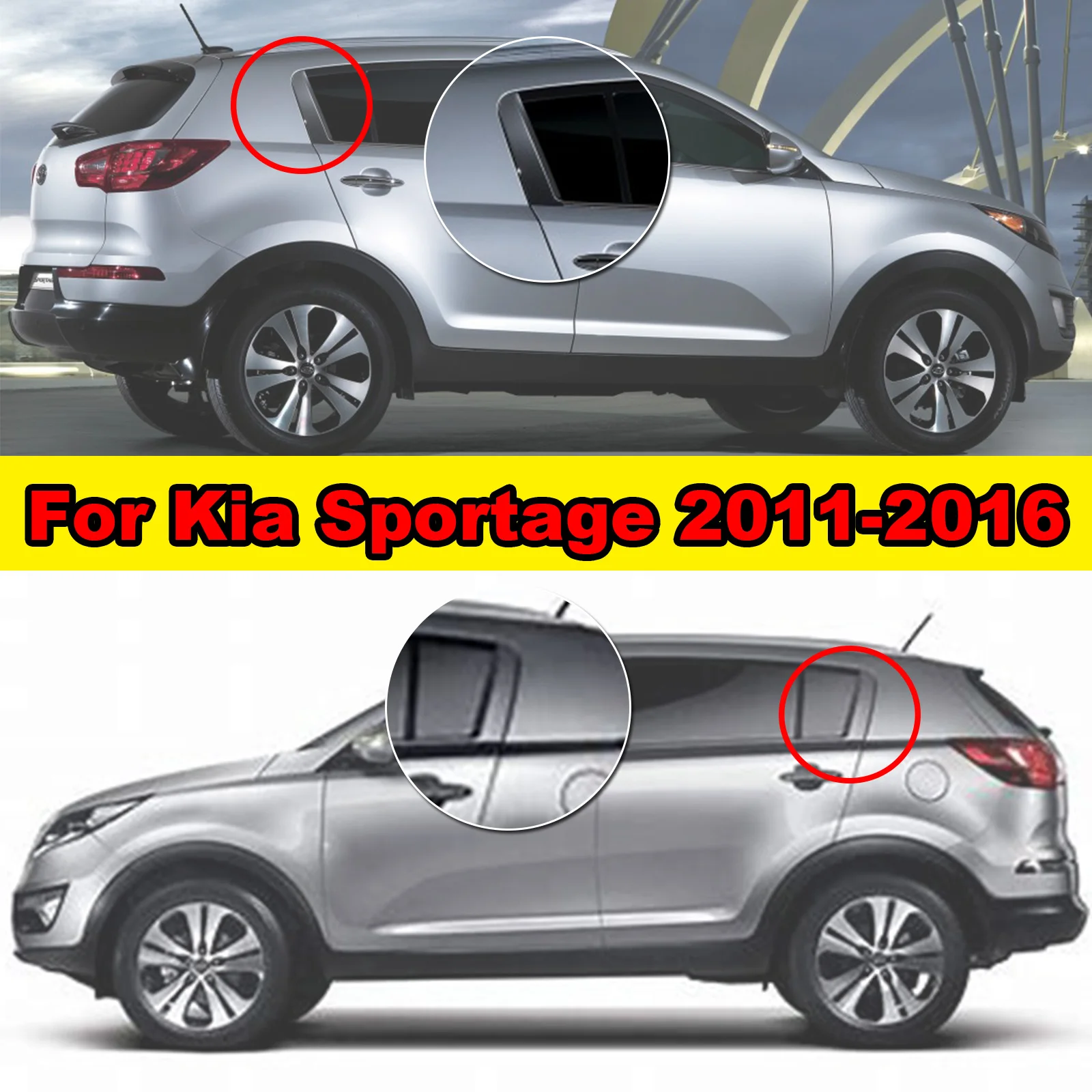 Vista lateral de la moldura compatible con KIA Sportage