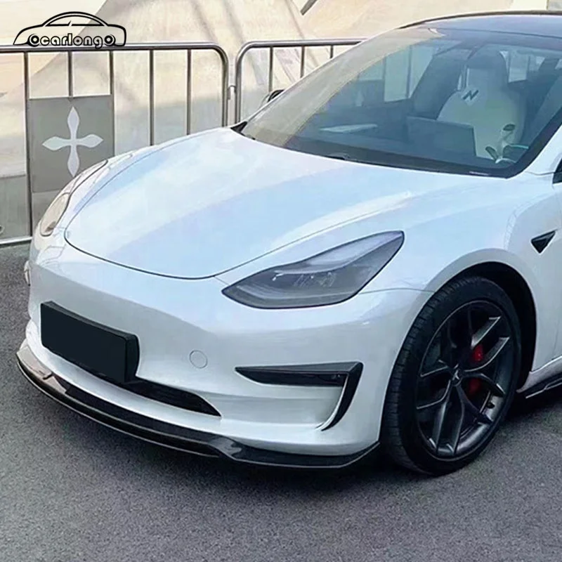 Gran oferta de kits de carrocería de coche de fibra de carbono estilo artesanal labio delantero trasero faldas laterales alerón para Tesla modelo 3 - imagen 4