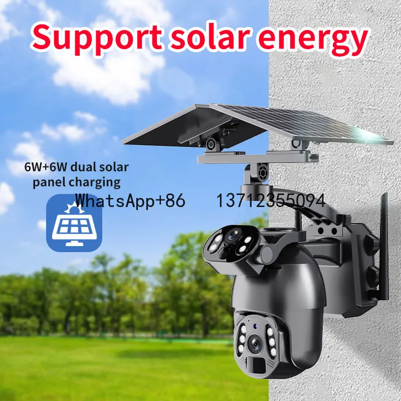 Cámara PTZ solar 6MP exterior con alarma PIR y conectividad 4G