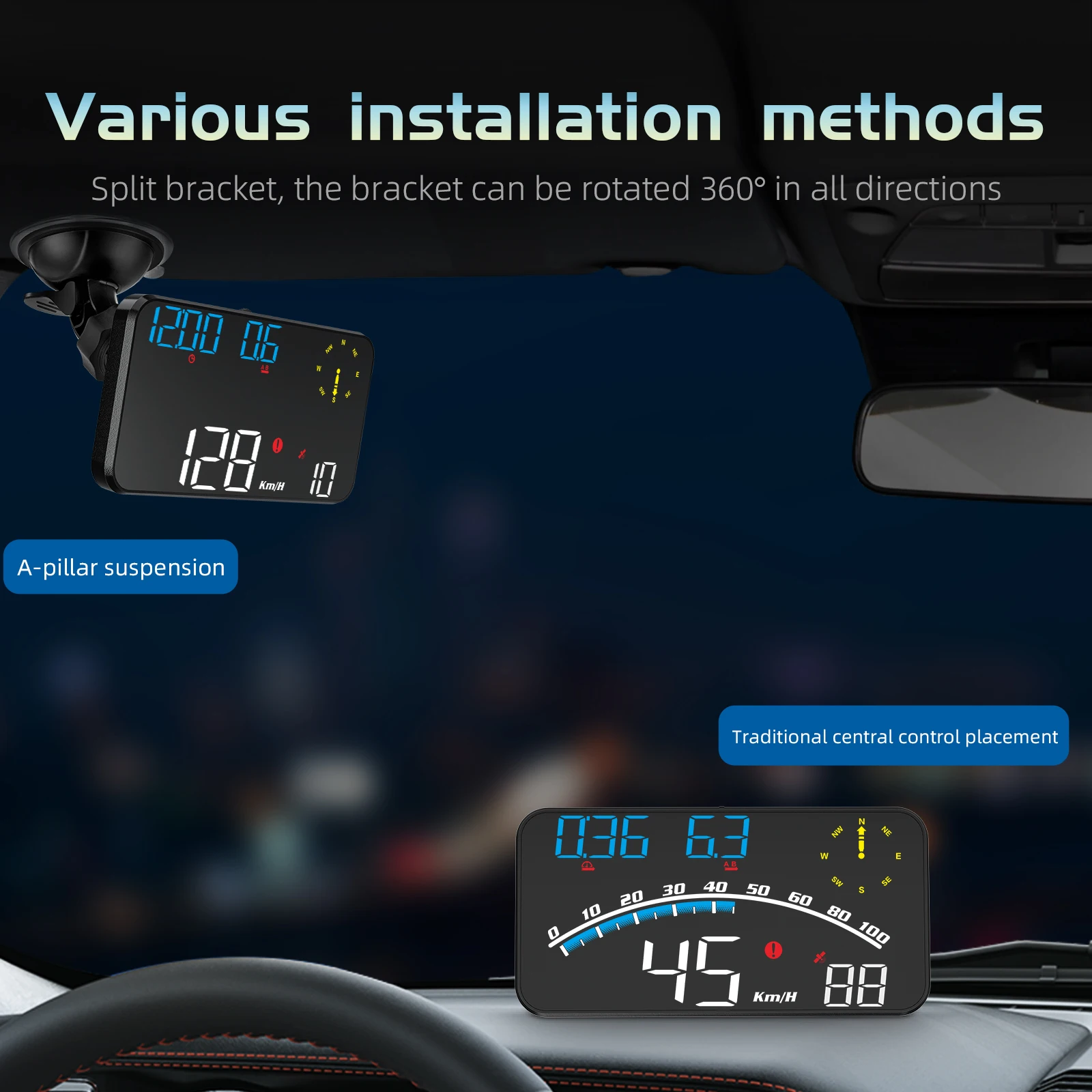 Uniserval G10 Velocímetro digital GPS con pantalla frontal y soporte - imagen 4