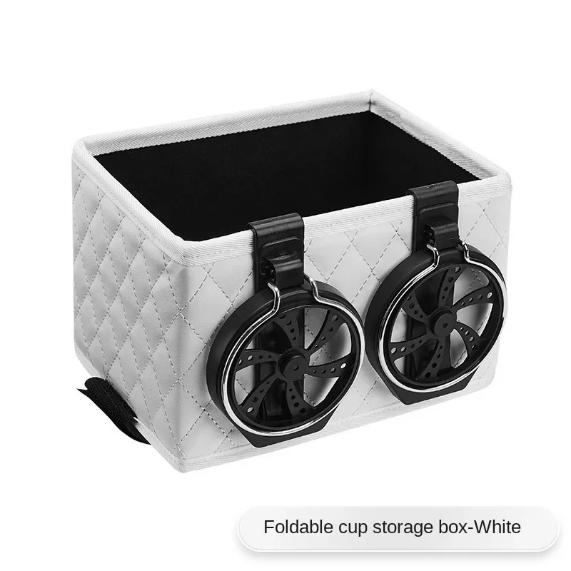 Organizador reposabrazos de cuero con soporte bebidas y teléfono - imagen 3