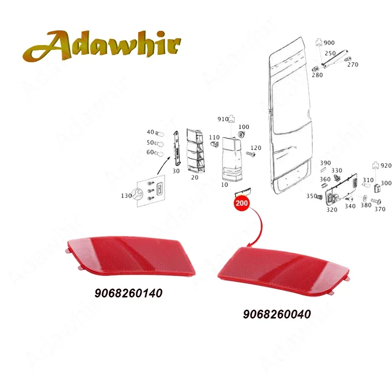 Reflectores traseros para Mercedes Sprinter y VW Crafter 2007-2018
