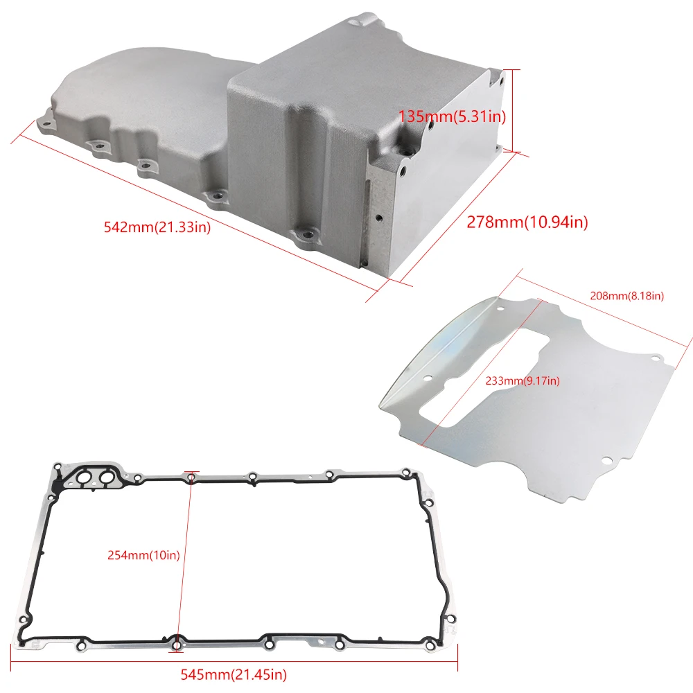 Cárter de aceite aluminio perfil bajo para swap GM LS 4.8L 5.3L 6.0L - imagen 2