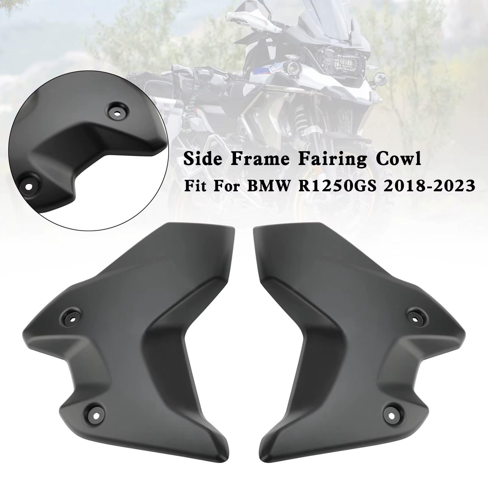 Cubiertas de carenado lateral negras instaladas en una BMW R1250GS
