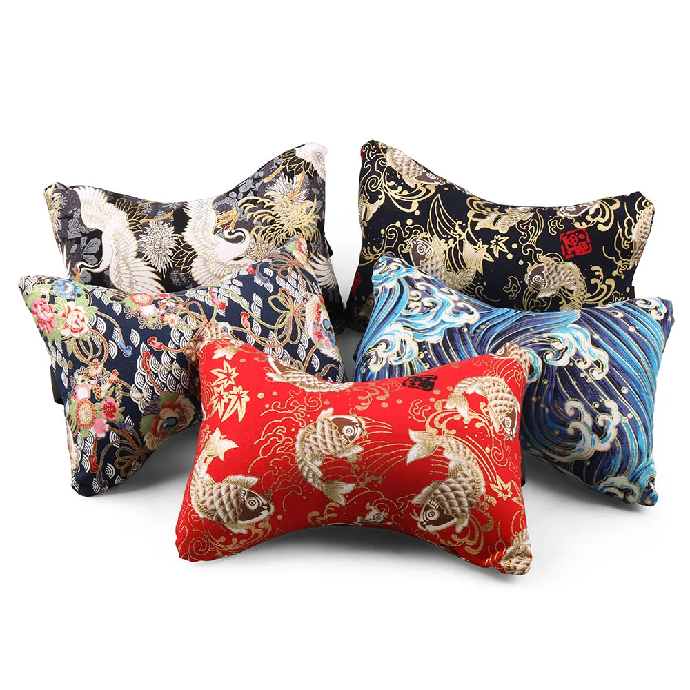 Almohada decorativa para asiento de vehículo con estampado japonés