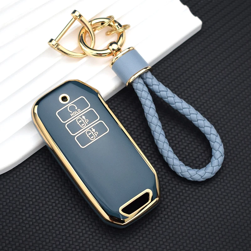 Carcasa de llave con borde dorado de TPU, soporte Fob para Kia Sorento MQ4 2020 2021 2022 EV6 K8 v6, funda protectora para llave remota de coche con 7 botones - imagen 4