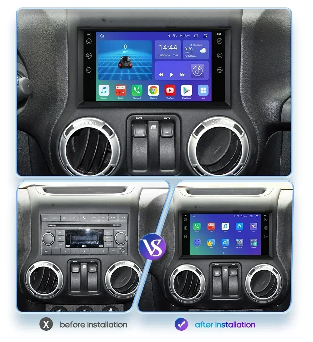 Autoradio Android Hizpo 7″ Jeep Cherokee Wrangler 4G Carplay - imagen 2