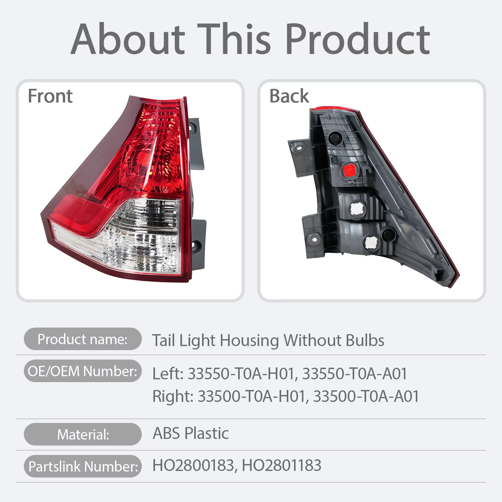 Piloto trasero de freno para Honda CR-V 2012-2014, sin bombillas - imagen 4