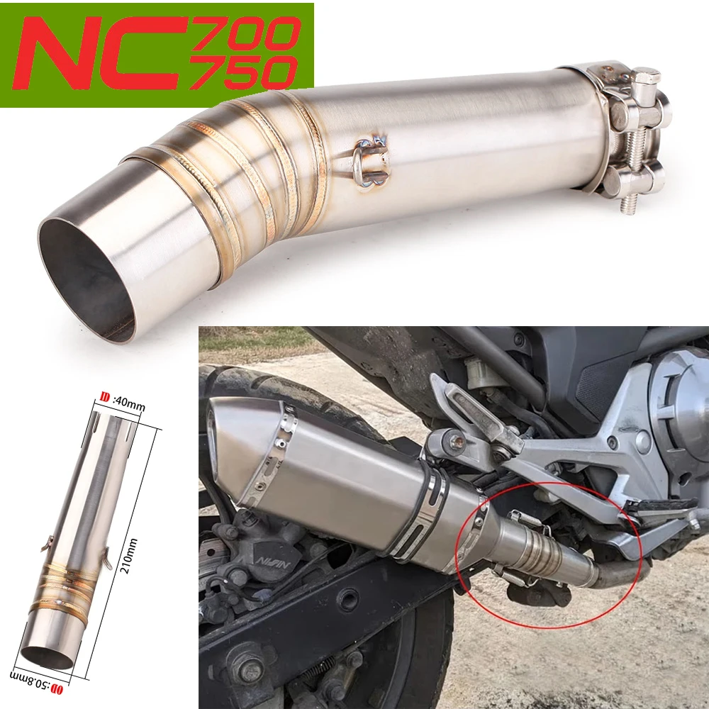 Interfaz de 51mm, tubo de Escape antideslizante para motocicleta, tubo de enlace medio para Honda NC750 NC 700 750 NC700 2012-2023 - imagen 5