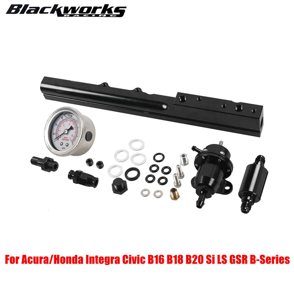 Kit riel de combustible aluminio negro Honda Civic Integra B18 B20 B16