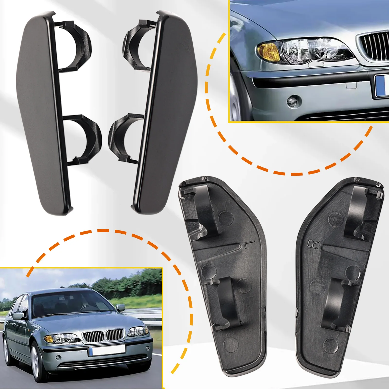 2X tapa de boquilla limpiaparabrisas de faro delantero de coche para BMW Serie 3 E46 Sedan Wagon 316 318 OE izquierdo y derecho #   61677066847 + 61677066848 - imagen 5