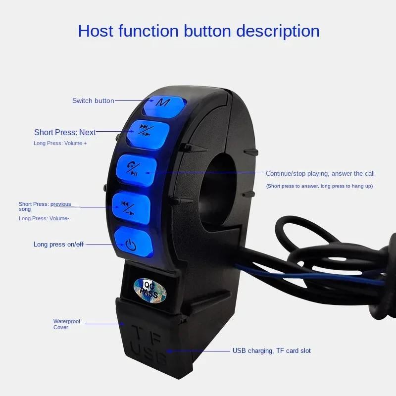 Altavoz Bluetooth para moto impermeable con manos libres 12V - imagen 4