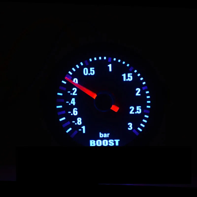 Medidor turbo boost 52mm 3,0 BAR LED azul universal - imagen 3