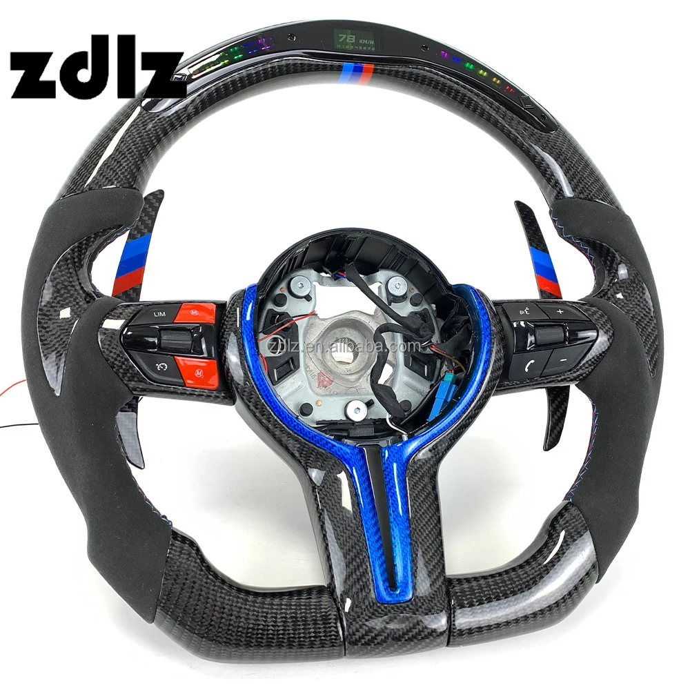 Volante fibra de carbono LED con levas para BMW F30 F10 M3 - imagen 2