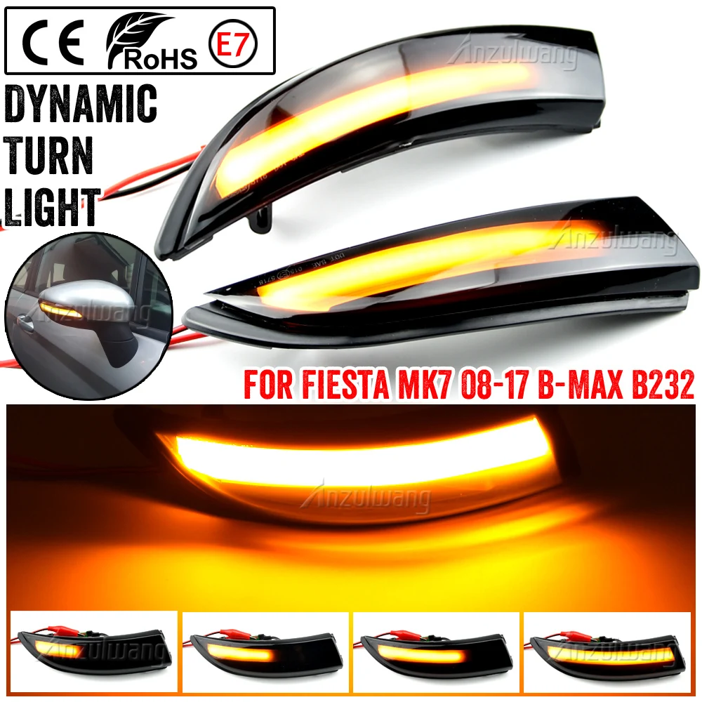 Para Ford Fiesta Mk7 2008-2017 para Ford b-max 2012-2017 2 piezas intermitentes dinámicos luces LED de señal de giro indicador de espejo lateral