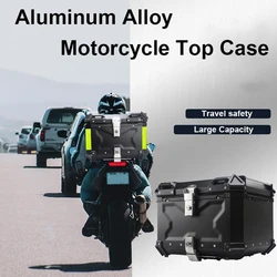Caja trasera impermeable para moto negra de aluminio