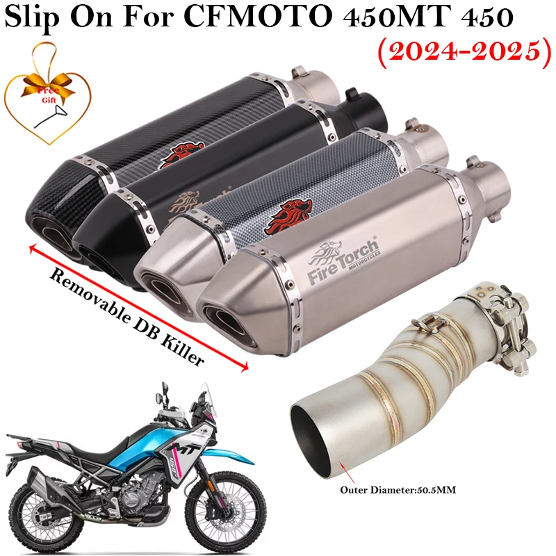Escape slip-on CFMOTO 450MT tubo intermedio silenciador 51mm DB Killer 2024-2025