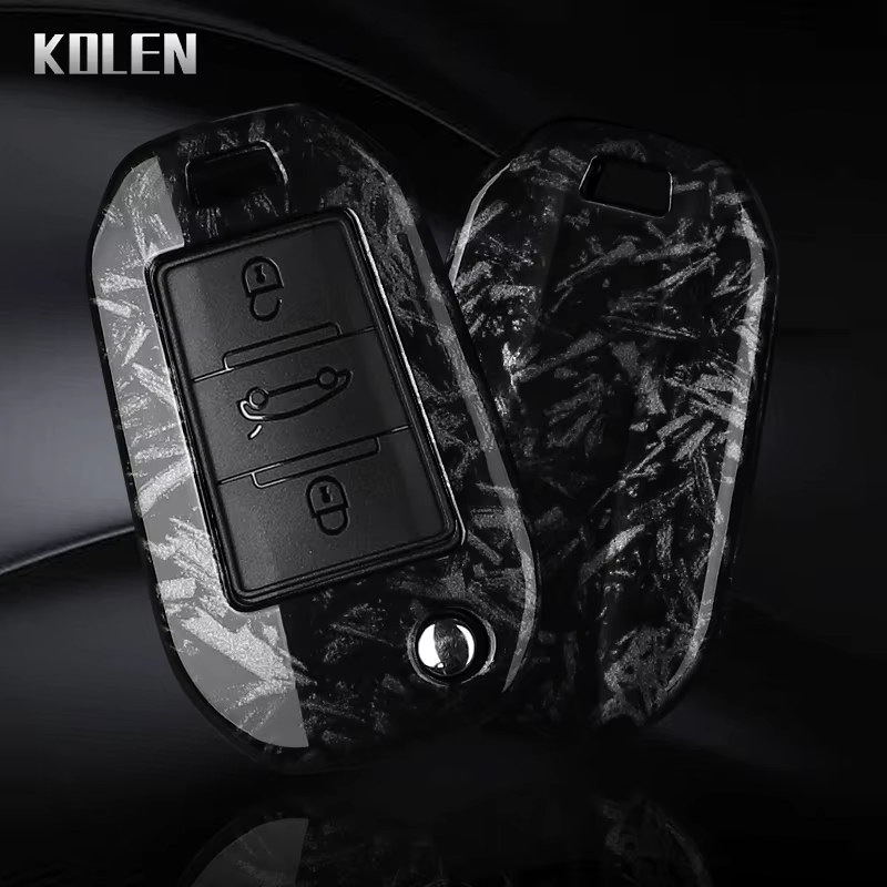 Funda para llave Peugeot Citroën de ABS con efecto carbono - imagen 4