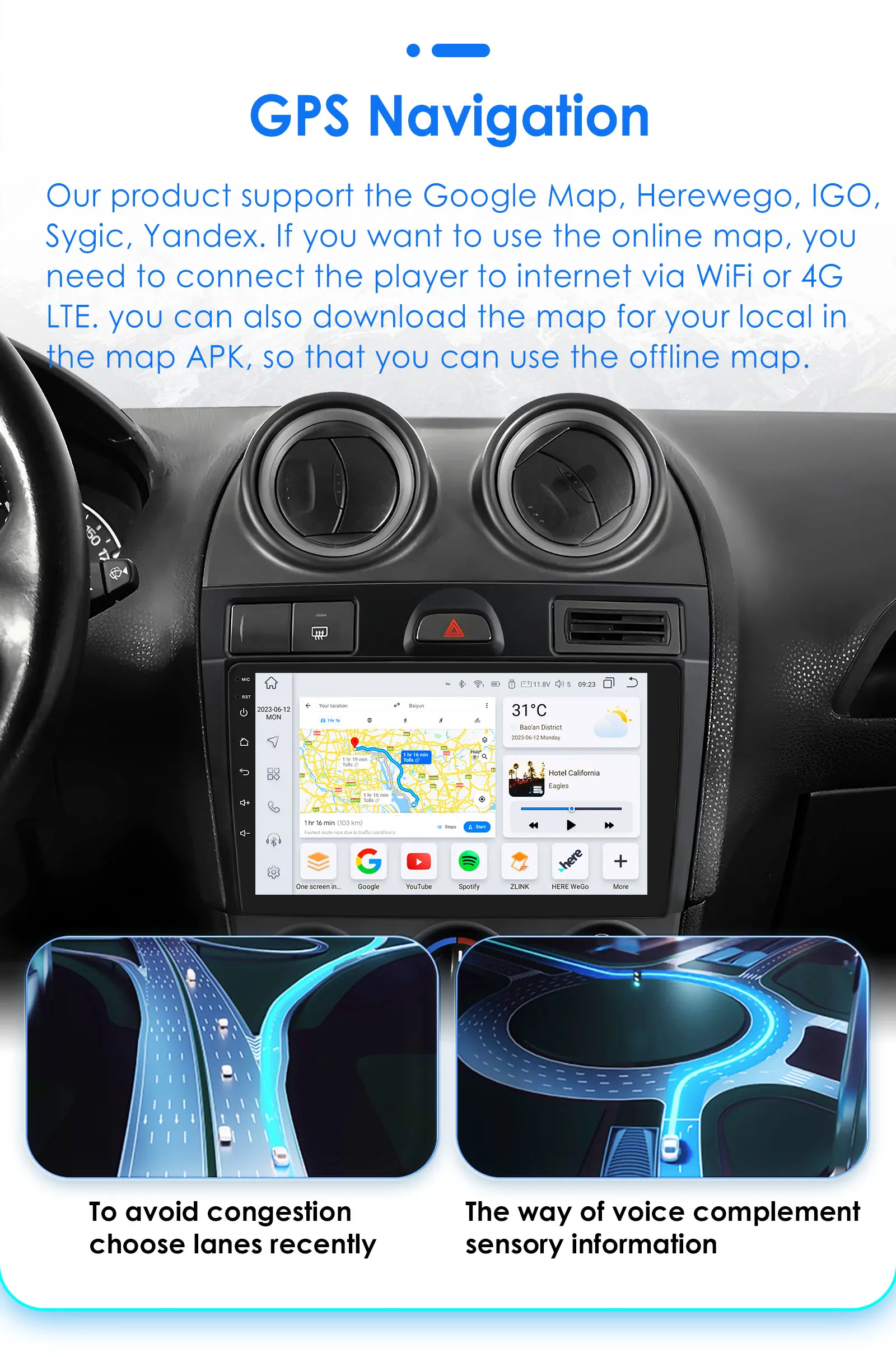 Radio Android 13 GPS y cámara 360 – Ford Fiesta MK5 2002-2008 - imagen 4
