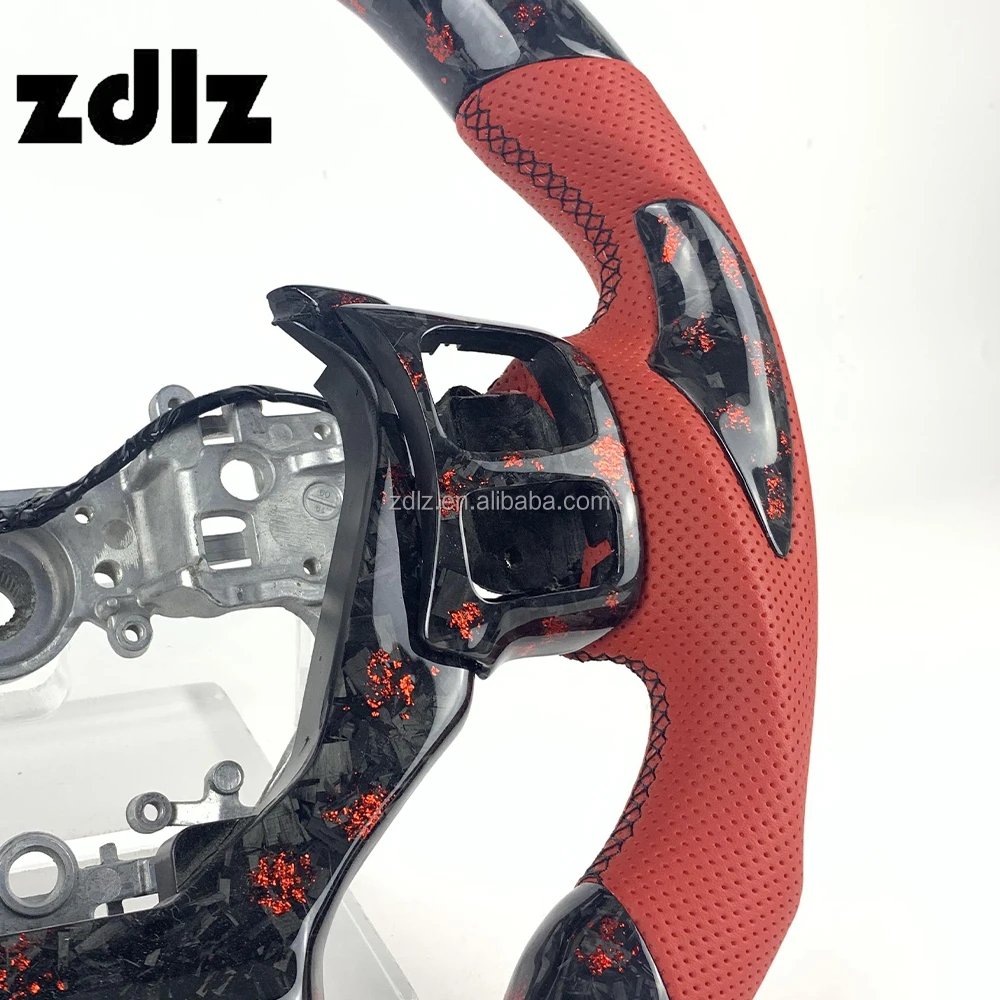 Volante de fibra de carbono forjado rojo con LED para Lexus IS/ES/NX - imagen 5