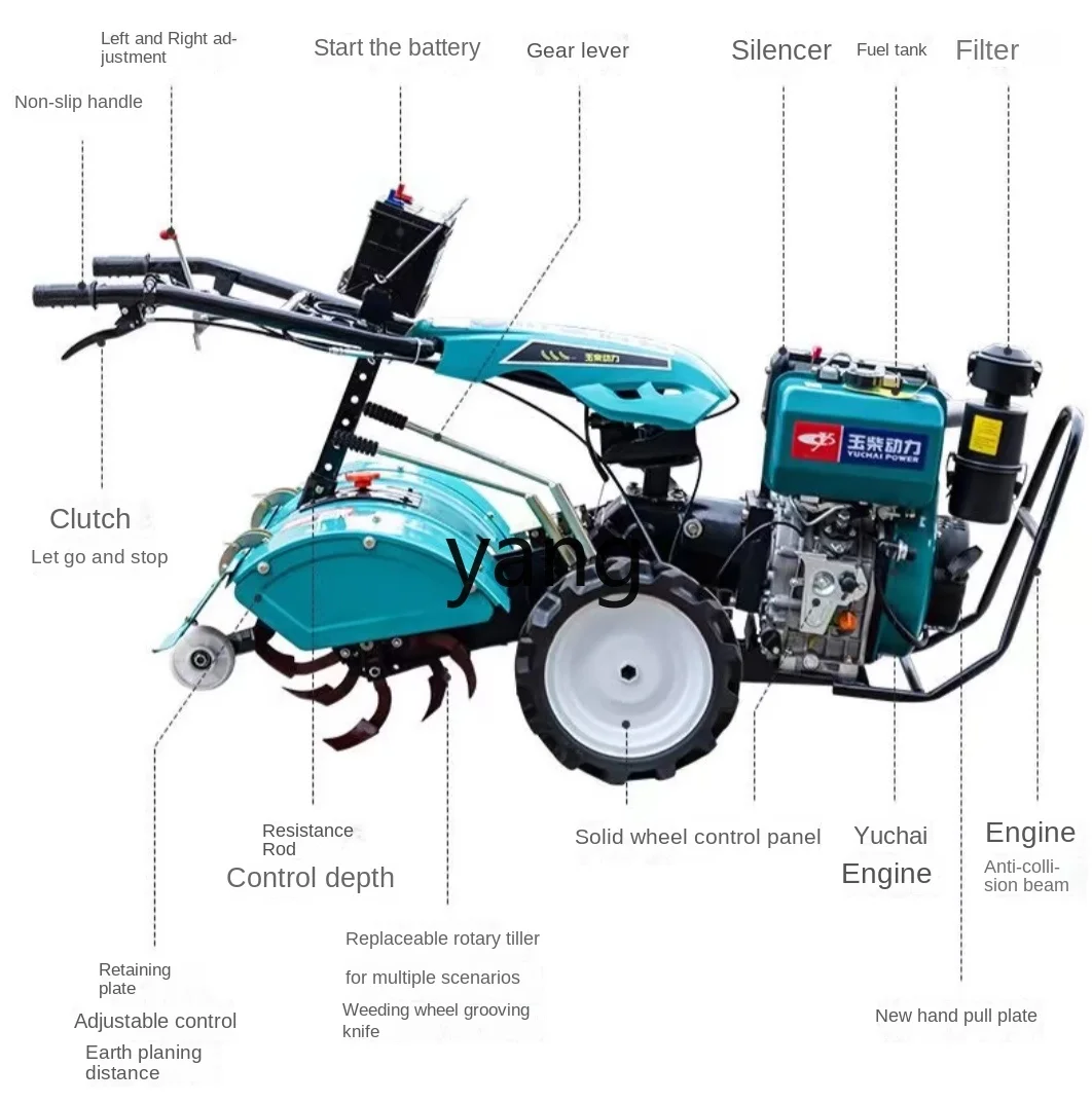 Motocultor diésel Yuchai CX con arado rotativo multifunción - imagen 5