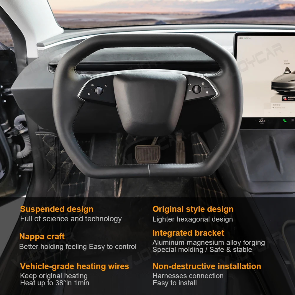 Volante yoke Vjoycar calefactable para Tesla Model 3 Highland y Model Y - imagen 2