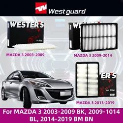 Filtro de aire WESTGUARD para MAZDA 3 2003-2009 BK, 2009-1014 BL, 2014-2019 BM BN, C3220 C2841 accesorios de coche de alto rendimiento