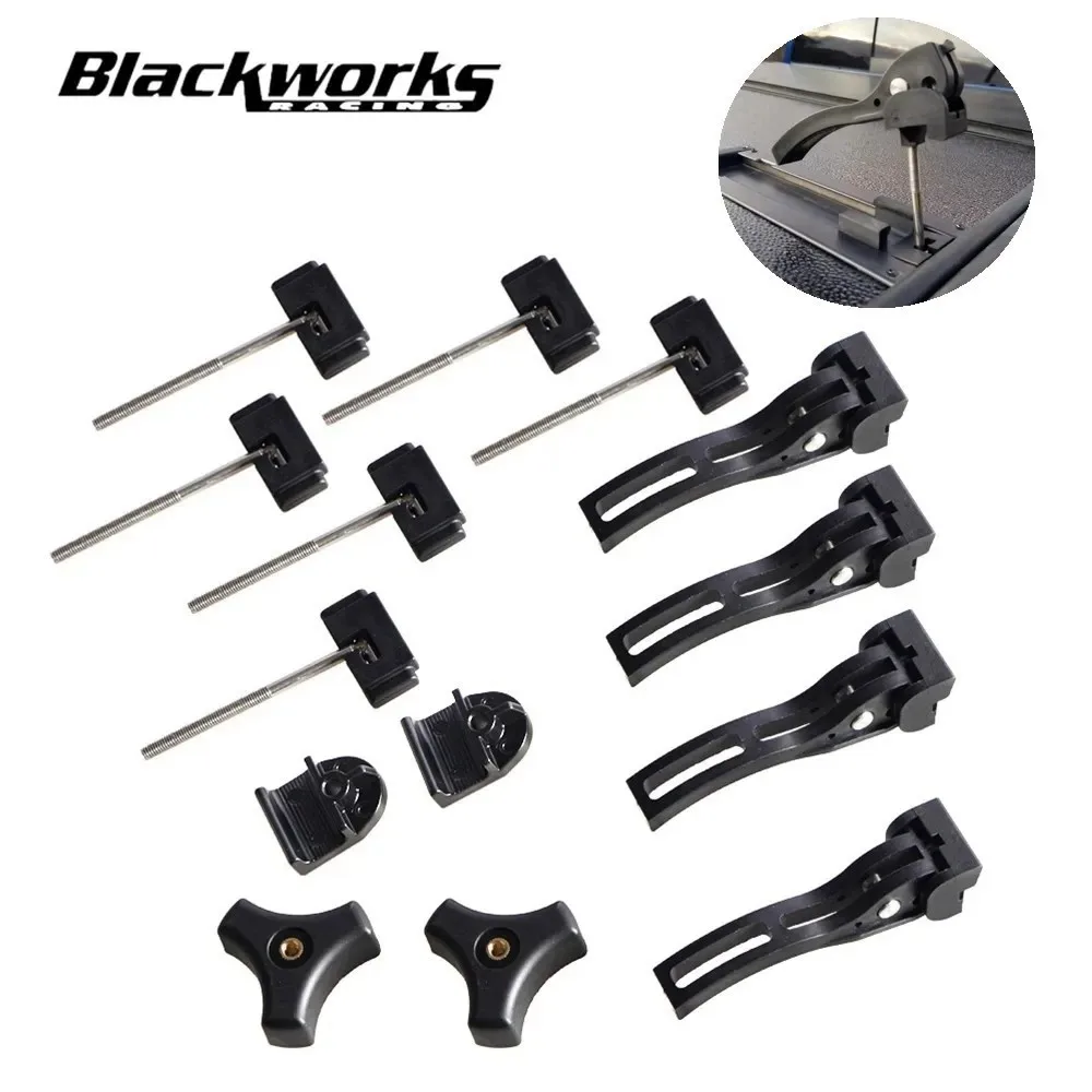 Kit fijación abrazaderas Tonneau triple pliegue duro pernos T negros