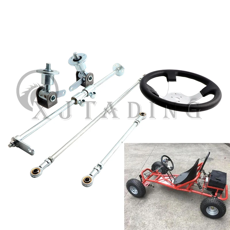 Kit de dirección para kart con volante 300 mm, mangueta y brida